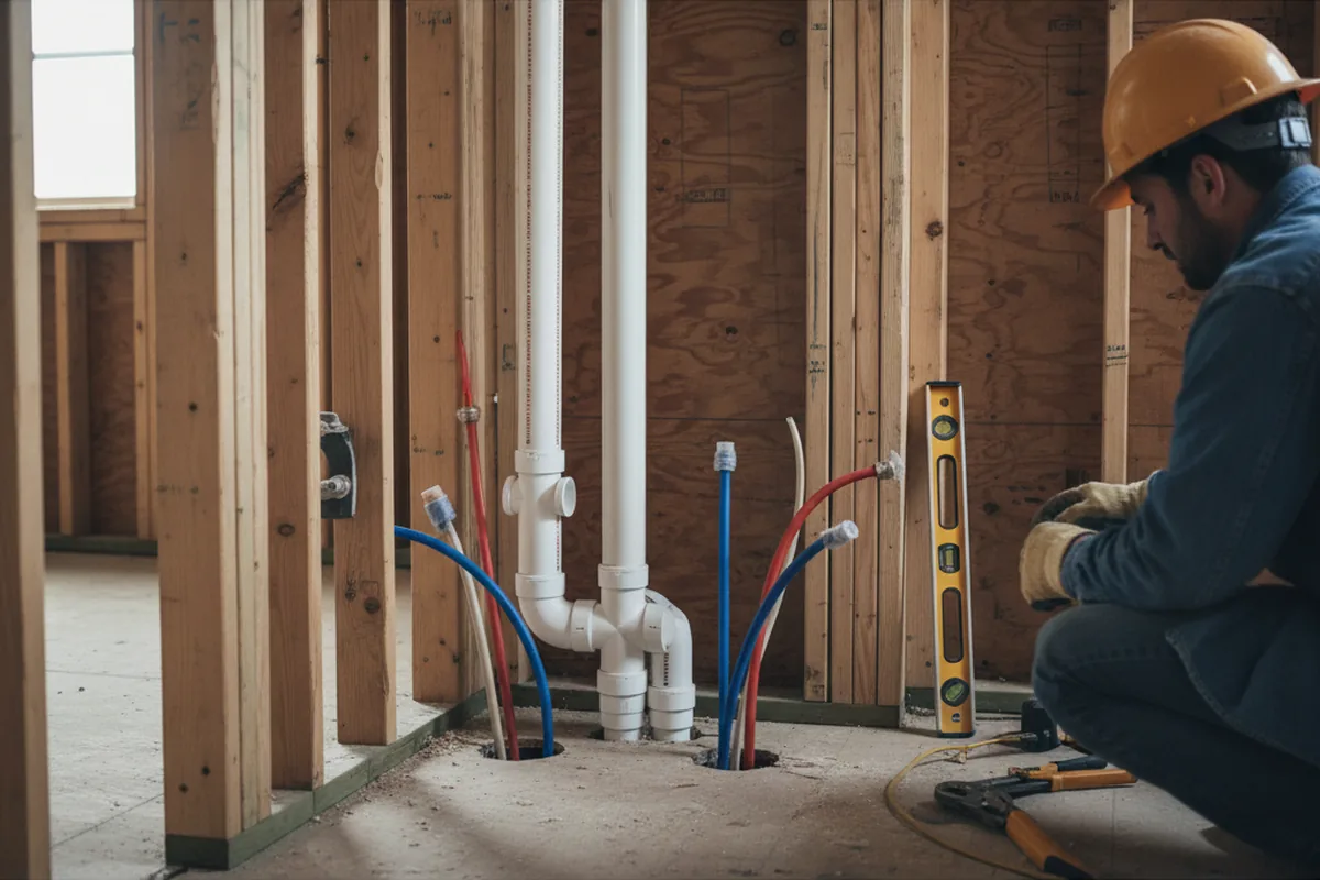 Drain and supply rough-in during Drain Cleaning in Wallpack Center