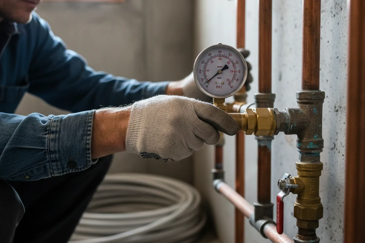 Pressure testing a repaired line during Water Line Repair in Wallpack Center